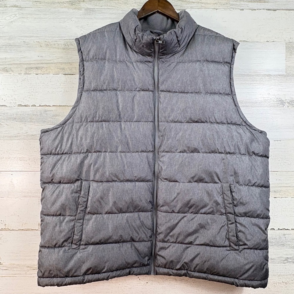 Gap Mens Warmest Vest XXL Heather Gray Puffer Quilted Full Zip Gorpcore Outdoors